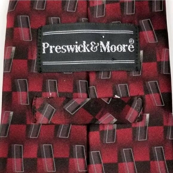 Preswick & Moore 100% Silk Red & Black Checked Tie - Picture 2 of 4